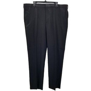 Izod Men's Dress Pants Stretch Straight Fit Flat Front Non-Iron Black